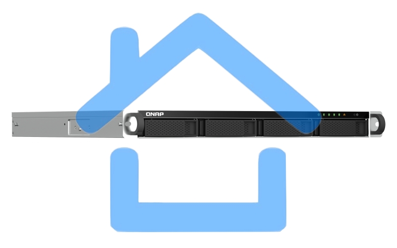 Сетевое хранилище SMB QNAP TS-464U-8G NAS 4 HDD trays, rackmount 1U, 1 PSU. 4-core Intel Celeron N5105/N5095 2.0-2.9 GHz, 8 Gb RAM MAX, 2x2.5GbE, 2xUSB 3.2 Gen 2 (10Gbps), 2xUSB 2.0, 1xHDMI, PCIe Gen 3 x2, W/o rail kit RAIL-B02