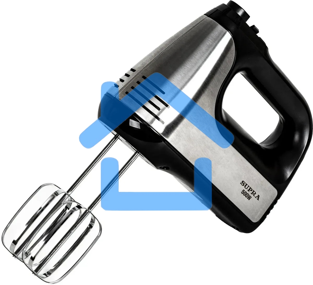 Миксер SUPRA MXS-591 500 Вт, 6 скоростей, режим Турбо, насадки для взбивания яиц и крема, насадки для замеса тяжелого теста, корпус металл/пластик, черный)