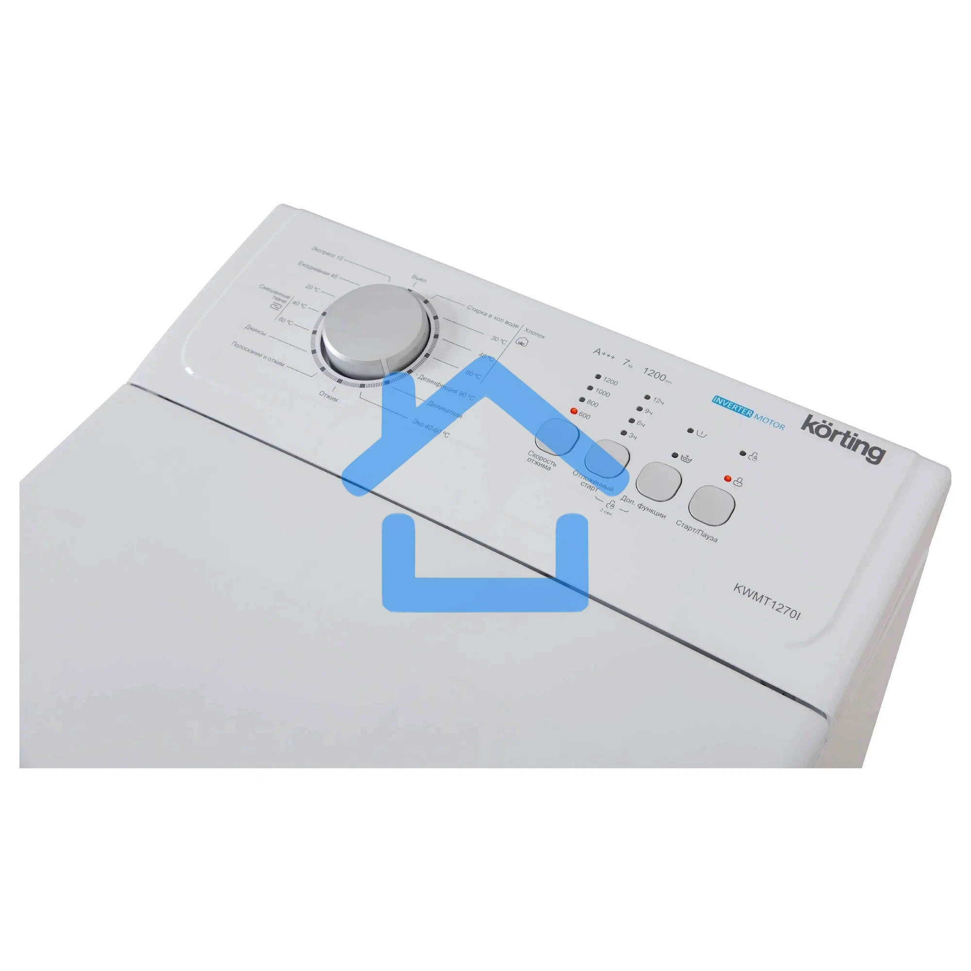 Стиральная машина Korting KWMT 1270 I белый, загрузка вертикальная 7,5 кг, 1200 об/мин., класс: А+++