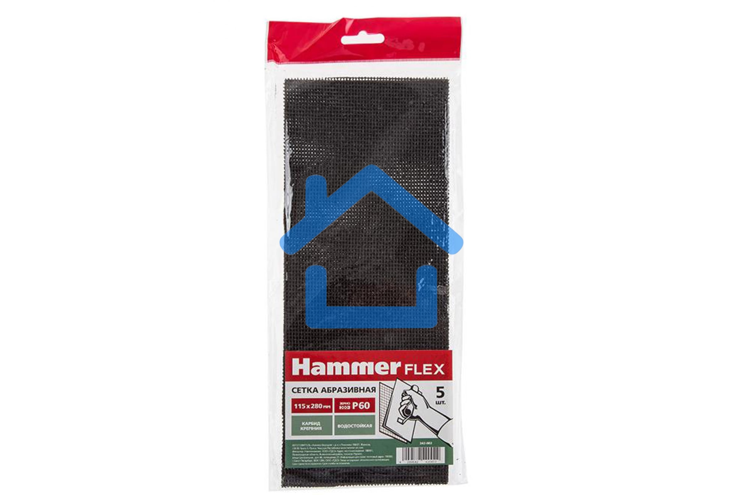 Сетка абразивная Hammer Flex 242-002 115х280мм, P60, водостойкая (5шт.)