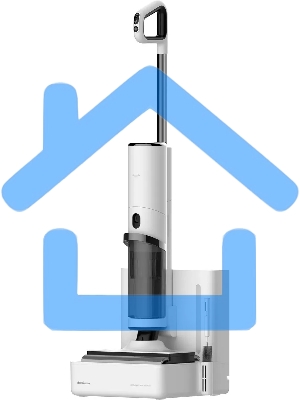 Пылесос моющий Deerma DEM-VX910W белый/черный, питание от аккумулятора, 230 Вт, уборка влажная/сухая, пылесборник 0.7 л, работа от АКБ max - 45 мин
