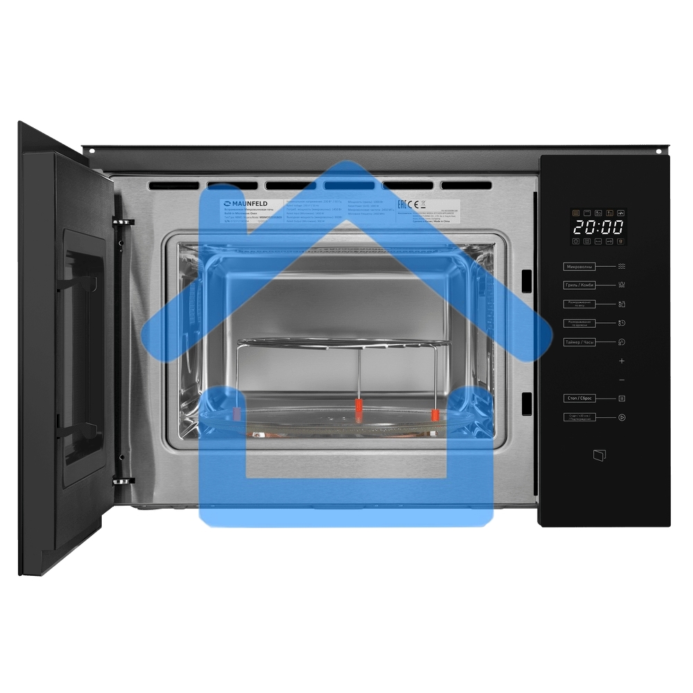 Микроволновая печь встраиваемая Maunfeld MBMO925SGB09 черный, 25 л, 1450 Вт, переключатели -сенсор