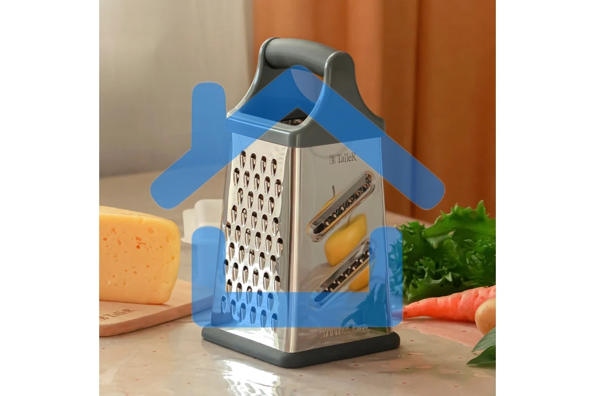 Терка TalleR TR-21922 Размер: 10,2*10,2*21 см.с контейнером 4 в 1