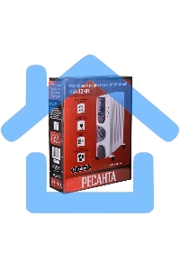 Обогреватель масляный Ресанта ОМ-12НВ (12 секций) белый, 2900 Вт, 25 м2, термостат 67/3/12