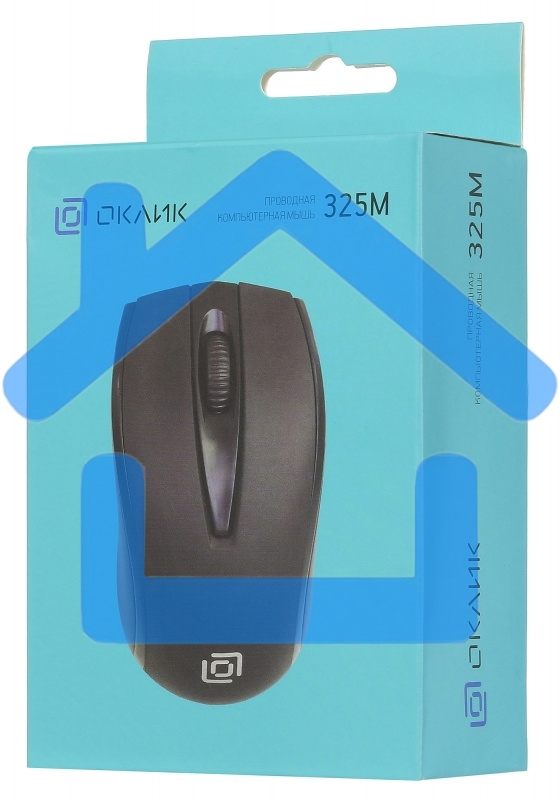 Мышь проводная Oklick 325M черный, 1000 dpi, USB, кнопки - 3