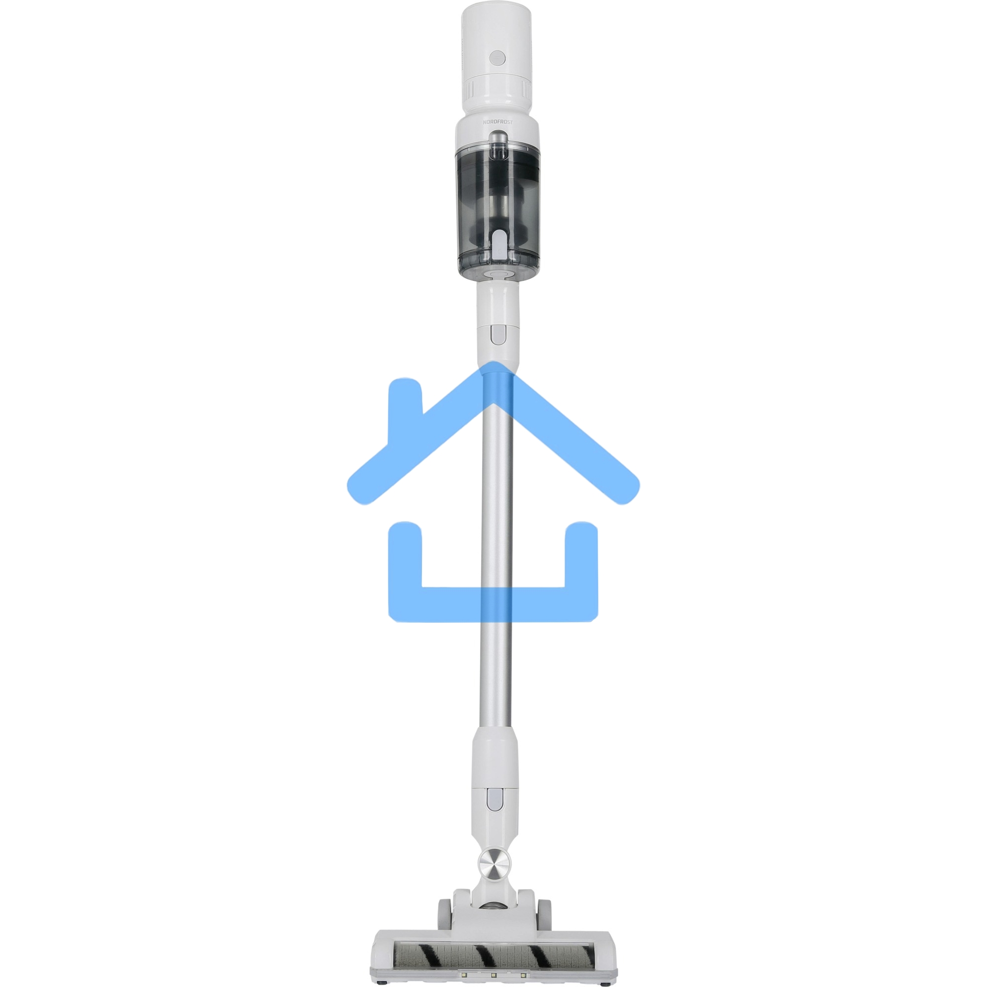 Пылесос вертикальный Nordfrost V 400 белый, питание от сети, 220 Вт, уборка сухая, пылесборник 0.5 л, работа от АКБ max 60 мин
