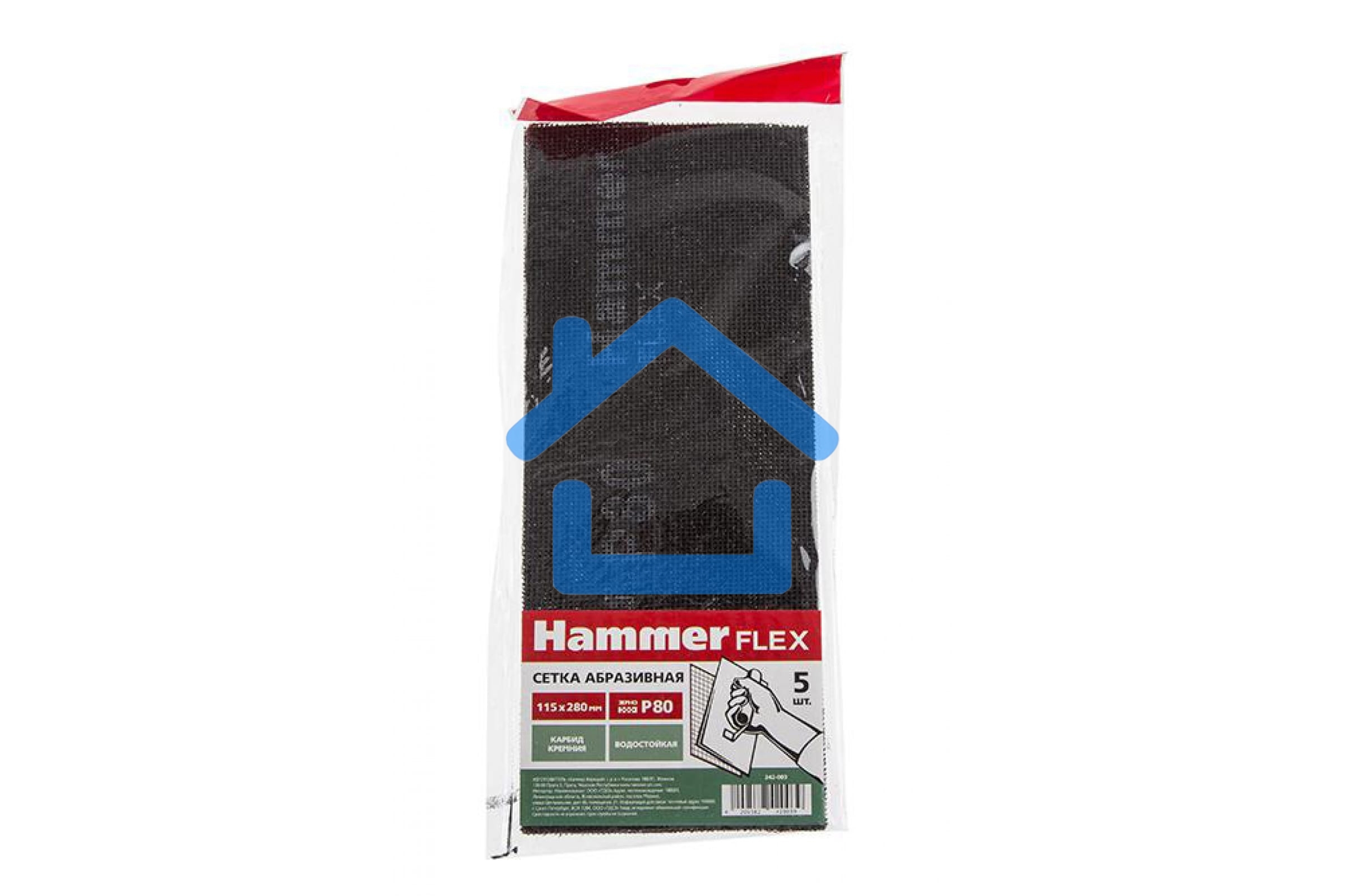 Сетка абразивная Hammer Flex 242-003 115х280мм, P80, водостойкая (5шт.)