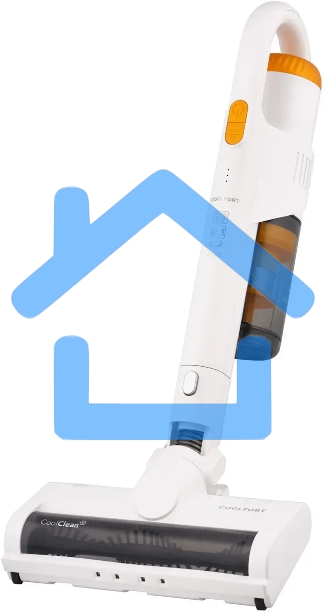 Пылесос вертикальный Coolfort CF-3001 белый, питание от аккумулятора, 150 Вт, уборка сухая, пылесборник 0.5 л, работа от АКБ max 30 мин.