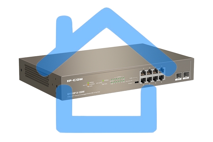 Неуправляемый коммутатор IP-COM G1110P-8-150W Ethernet 8GE+2SFP С 8-Портовым PoE