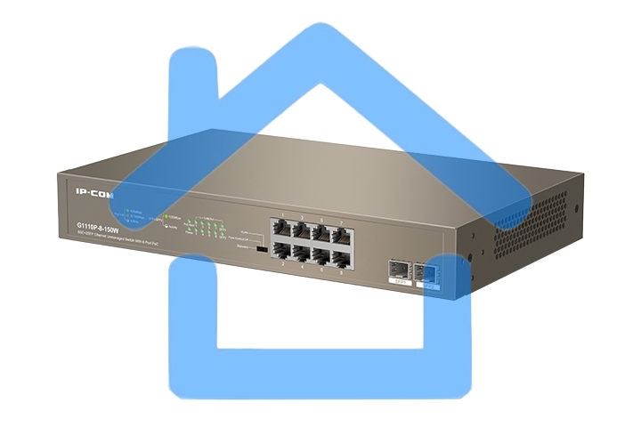 Неуправляемый коммутатор IP-COM G1110P-8-150W Ethernet 8GE+2SFP С 8-Портовым PoE