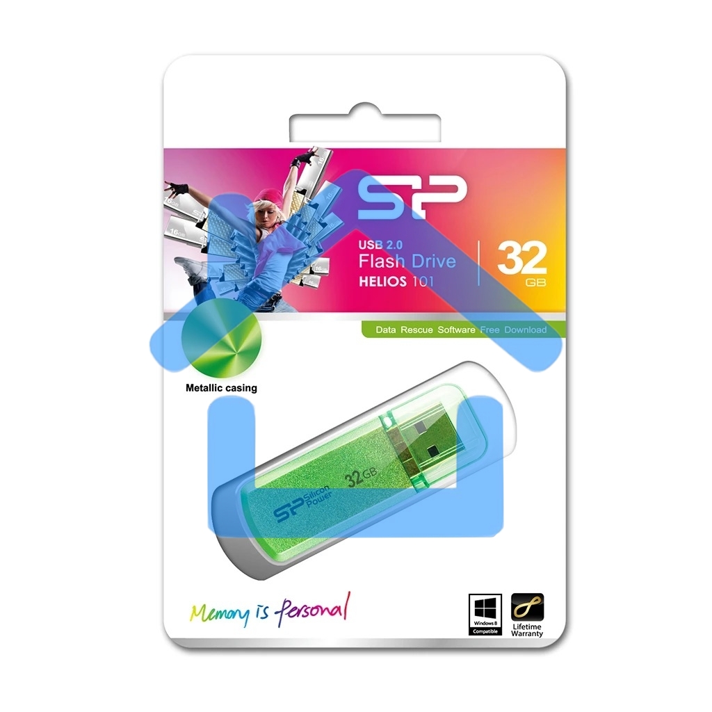 Флешка USB Silicon Power R/W 32 Gb Helios 101 SP032 Gb,UF2101V1N USB 2.0 зеленый