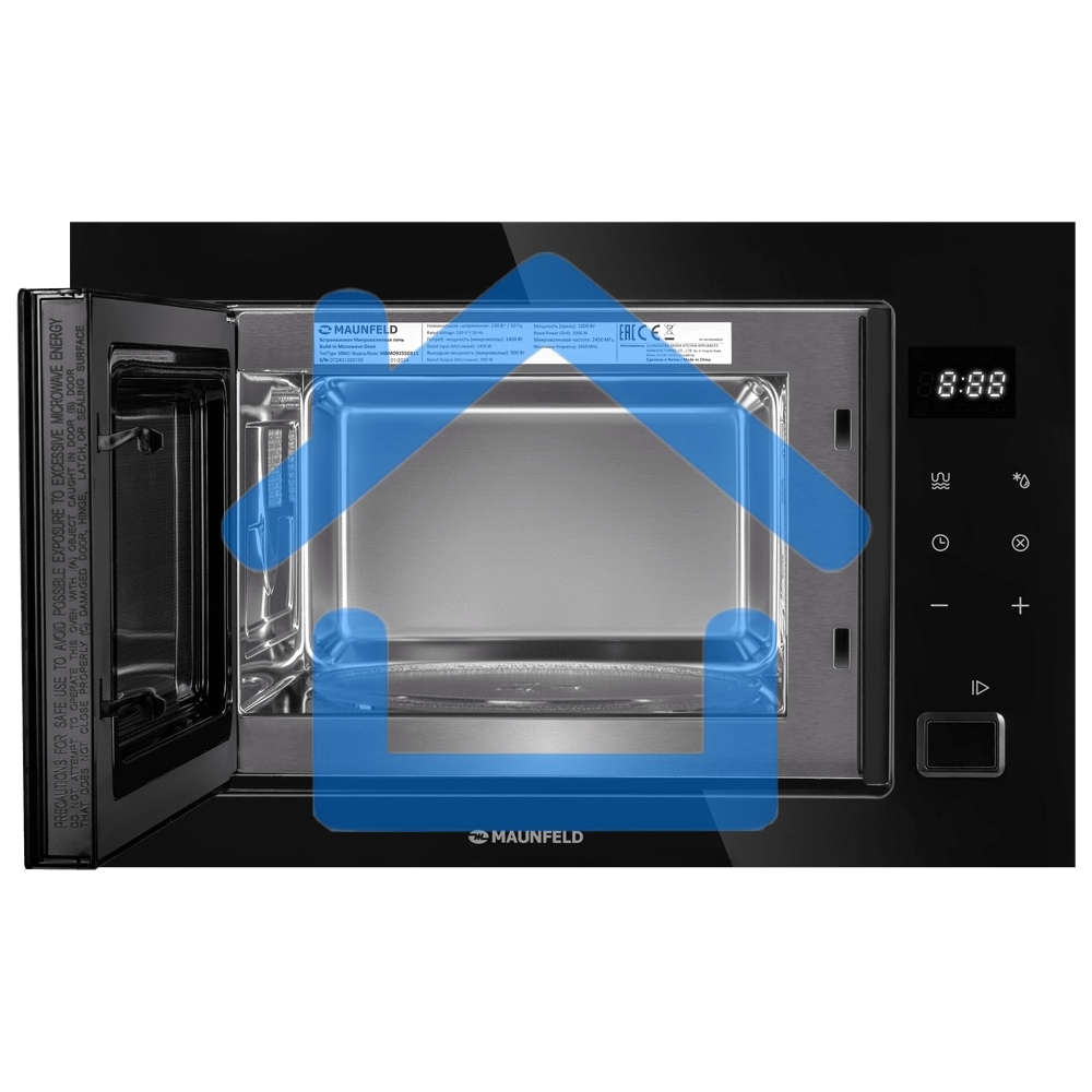 Микроволновая печь встраиваемая Maunfeld MBMO925SGB11 черный, 25 л, 1000 Вт, переключатели - сенсор