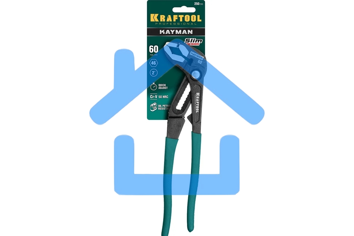 Клещи переставные KRAFTOOL 22353-25 Bulldog Cr-V, max захват 60мм, губки 6мм, 250мм