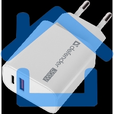 Сетевое ЗУ Defender UPA-130 USB-C/PD30W + USB-A/QC3.0, белый.
