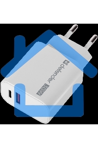 Сетевое ЗУ Defender UPA-130 USB-C/PD30W + USB-A/QC3.0, белый.
