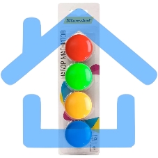 Магнит Silwerhof Classic для досок пластик ассорти d40мм круглый (упаковка: 4шт)