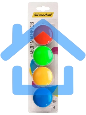 Магнит Silwerhof Classic для досок пластик ассорти d40мм круглый (упаковка: 4шт)