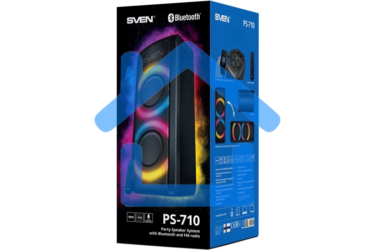 Портативная акустика Sven АС PS-710 черный 100 Вт Bluetooth
