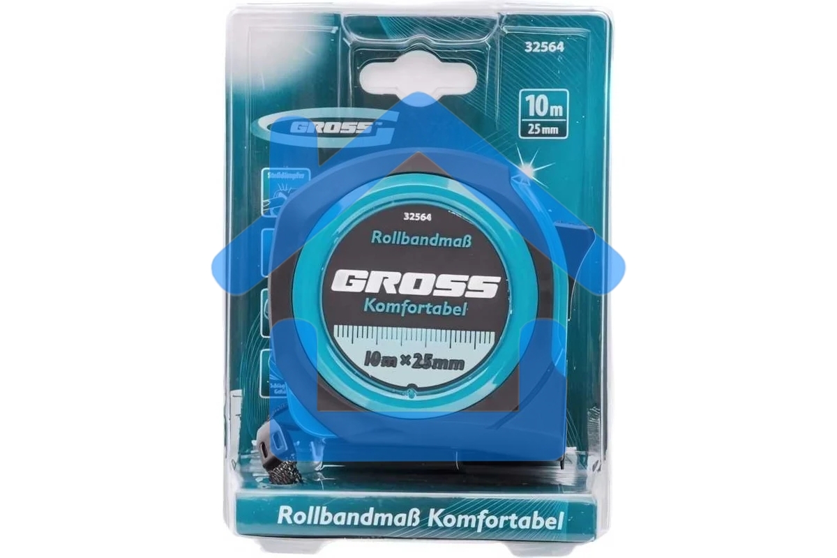Рулетка GROSS Komfortabel, 10 м х 25 мм обрезиненный корпус 32564