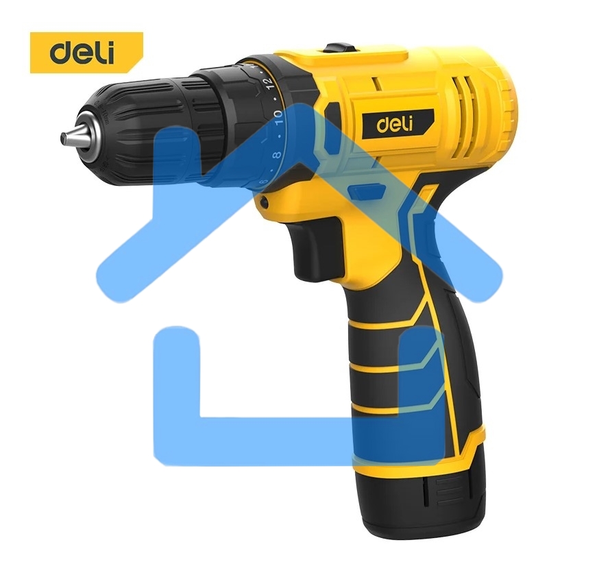 Дрель-шуруповерт Deli DL-DZ12-4A2, Аккумуляторная, 12В, 1 АКБ