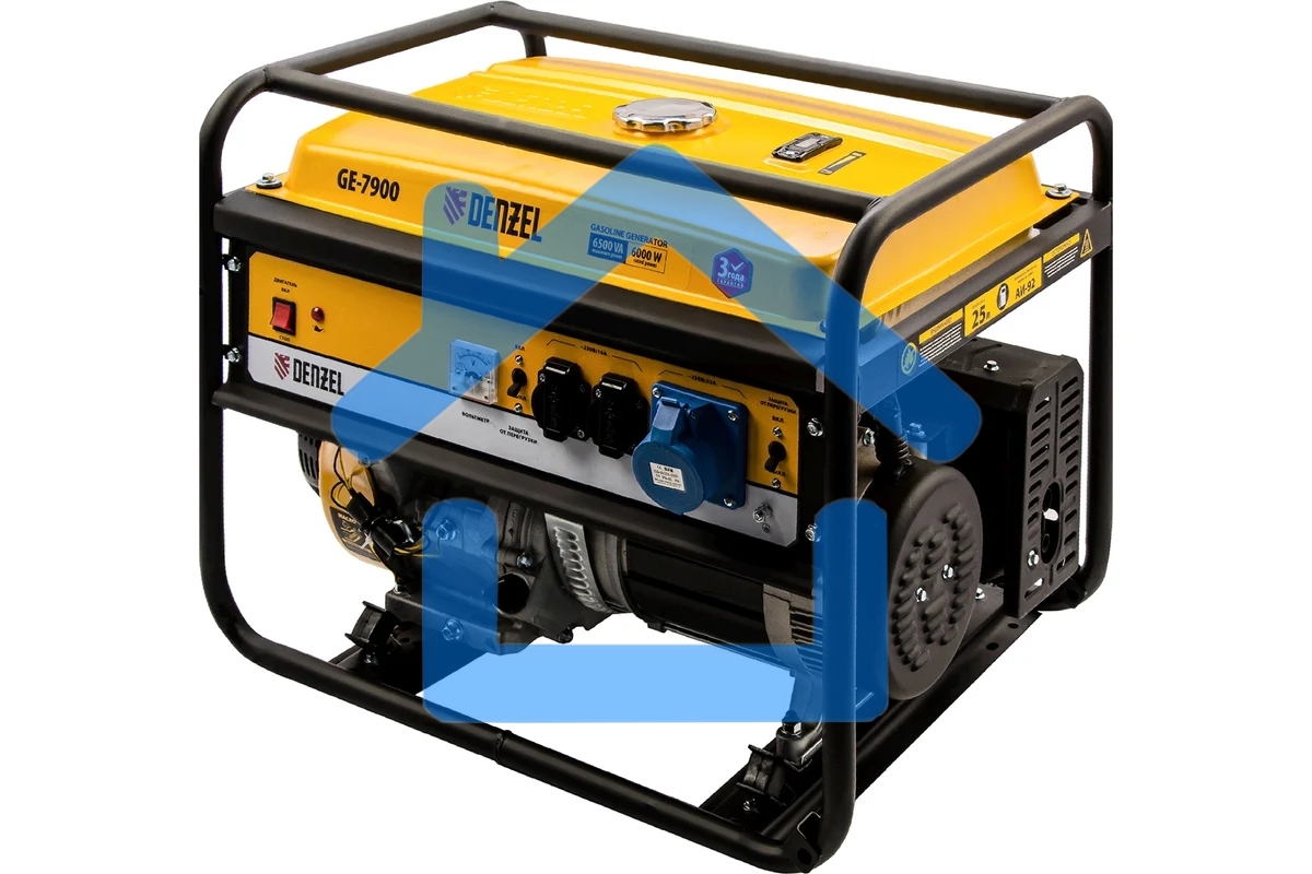 Электрогенератор бензиновый Denzel GE 7900, 6.5 кВт, 97 дБ, 74 кг