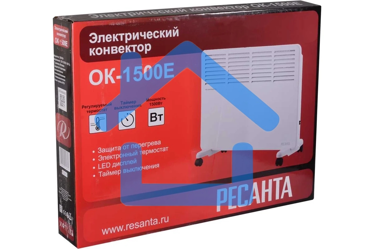 Конвектор Ресанта ОК-1500Е белый, 1500 Вт, 15 м2, термостат, дисплей