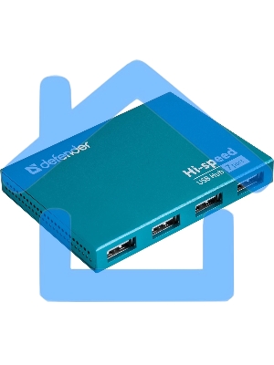 Разветвитель Defender SEPTIMA SLIM USB2.0 - 7 портов, + блок питания DC 5В 2А, + кабель USB 2.0 A(M) - MiniB (M) - 1м