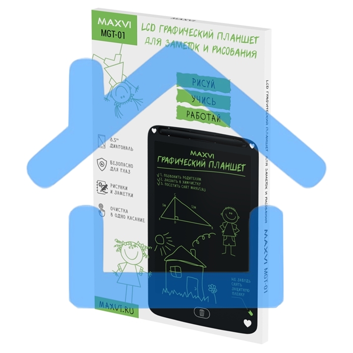 Графический планшет Maxvi MGT-01 черный, LCD планшет для заметок и рисования