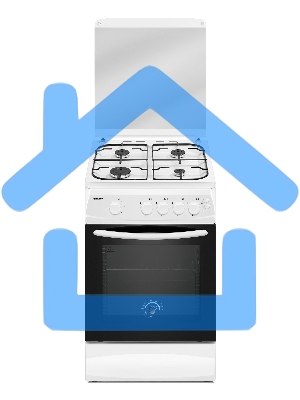 Плита газовая Kraft KF-FSK5404AGWG белый, конфорок 4 газовых, духовка 58 л, 50 см x 87 см x 63 см