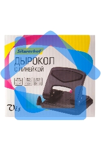 Дырокол Silwerhof VIS, до 35 листов, металл черный, отверстий: 2, с линейкой