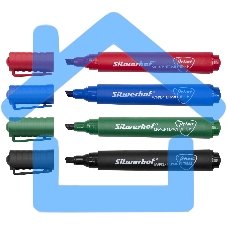 Набор маркеров перманентных Silwerhof Prime, скошенный пишущий наконечник, 2-5мм, 4 цвета, пакет с европодвесом