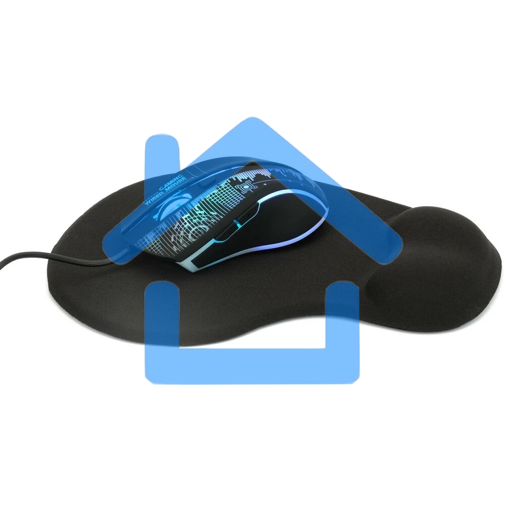 Коврик для мыши с подушкой под запястье Gembird MP-WR-BLACK, черный, 225х195х5мм, ткань/резина, блистер