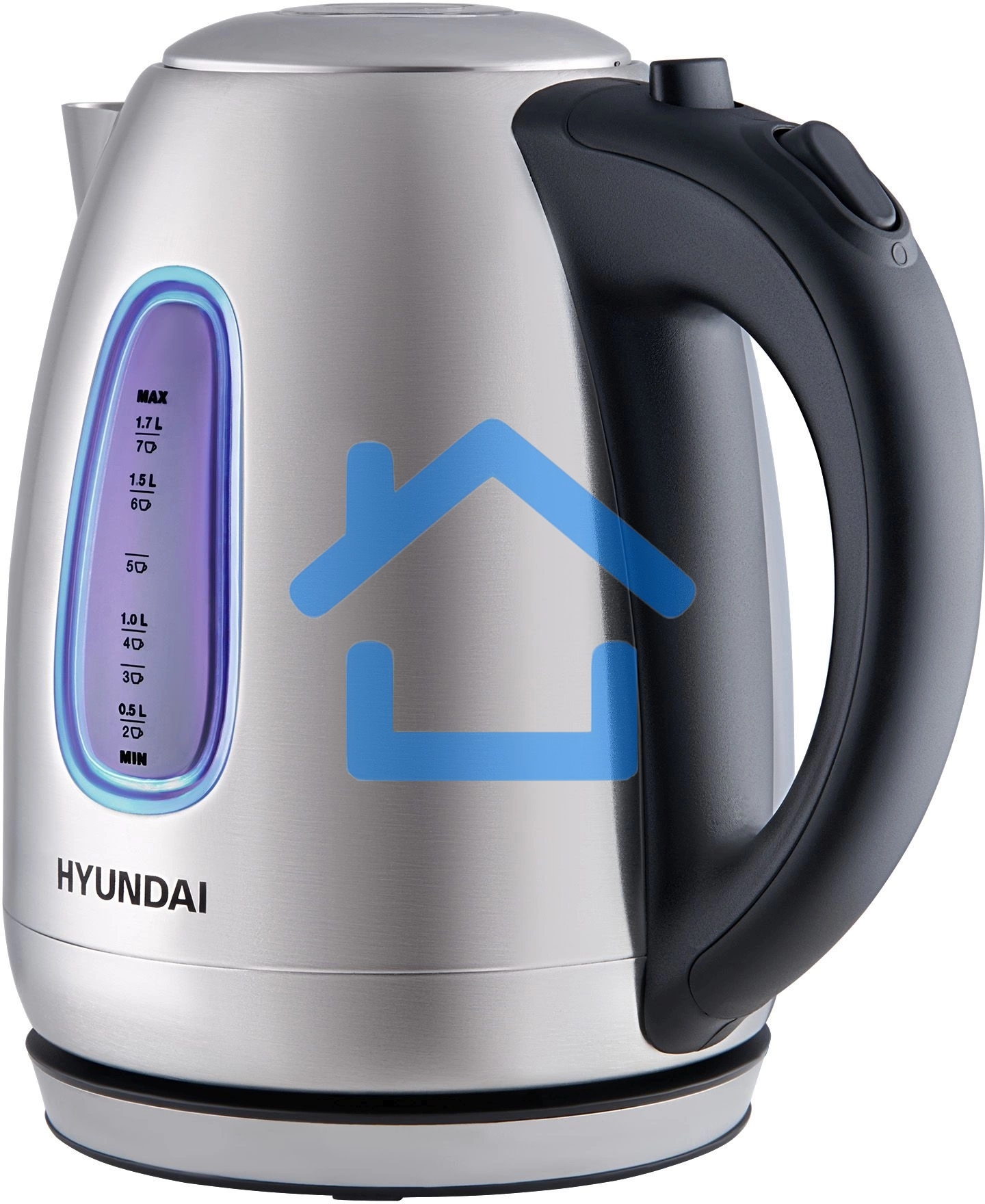 Чайник электрический Hyundai HYK-S2402 1.7л. 2200Вт серебристый матовый/черный (корпус: нержавеющая сталь)