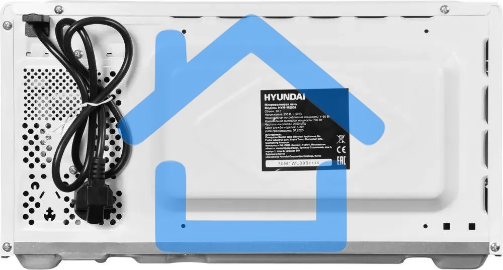 Микроволновая печь Hyundai HYM-M2005 белый, 20 л, 700 Вт, переключатели - поворотный механизм