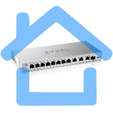 Мультигигабитный Smart L2 коммутатор Zyxel XGS1250-12, 8xGE, 3x1/2,5/5/10G, 1xSFP+, кнопка LED ECO Mode, настольный