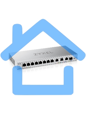 Мультигигабитный Smart L2 коммутатор Zyxel XGS1250-12, 8xGE, 3x1/2,5/5/10G, 1xSFP+, кнопка LED ECO Mode, настольный