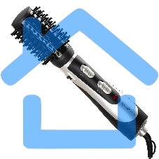 Фен-расческа Galaxy Line GL 4411, черный с серебристым, 1200 Вт, 2 скорости потока воздуха, 3 температурных режима, шнур, вращающийся на 360° с подвесной петлей, 3 насадки в комплекте