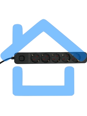 Сетевой фильтр Гарнизон 2.0 EPS-5-B-5, 5 р, 10А, 5м, ур.защиты 2+, черный, пакет