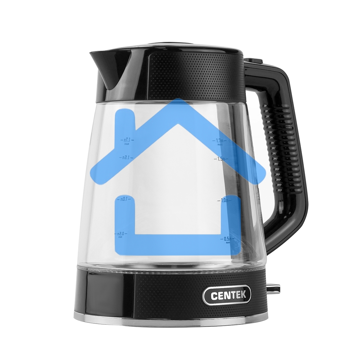 Чайник Centek CT-1014 черный стекло 1.7л, 2200Вт, LED, Защита от перегрева, STRIX контроллер