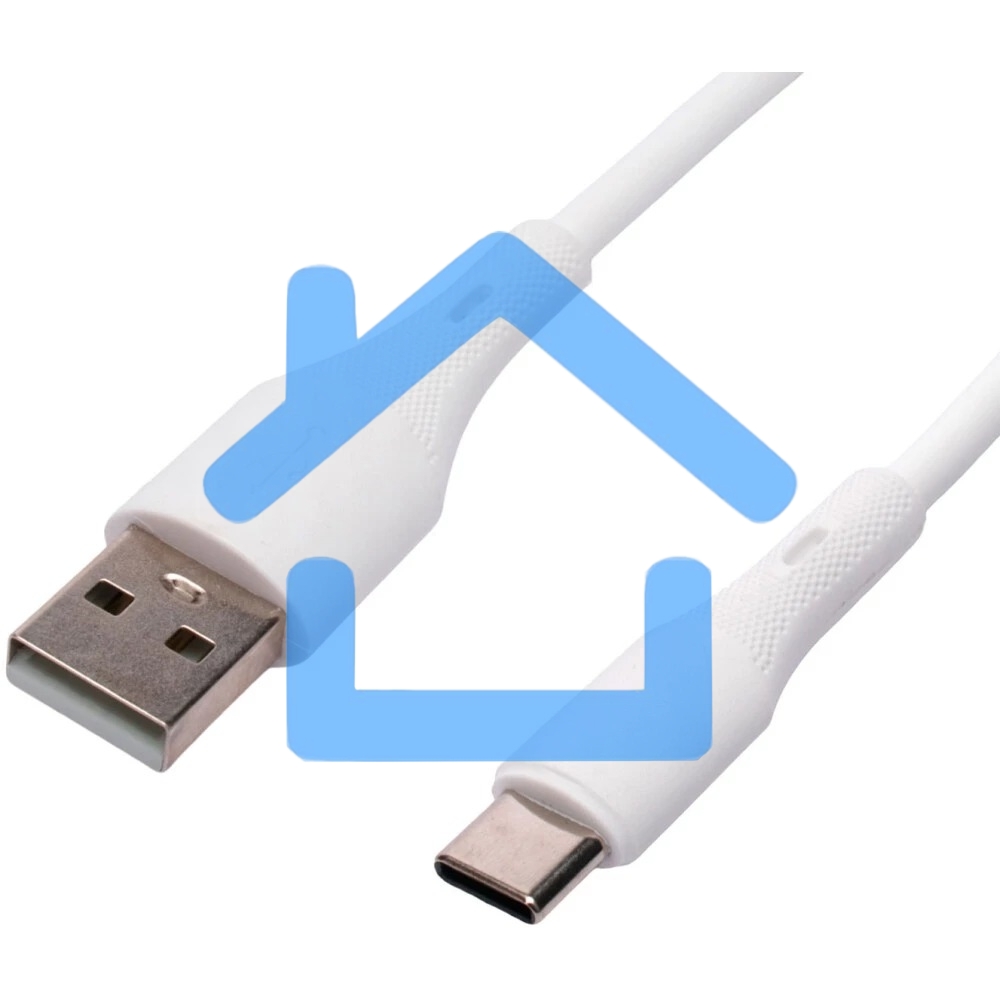 Кабель USB2.0 Cablexpert CC-USB2S-AMCM-1M-W, AM/Type-C, 3А, 18Вт, QC3.0, силиконовый, медь, 1м, белый, пакет