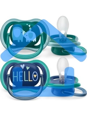 Пустышка Philips Avent ultra air, слоники/HELLO, 18+ мес., 2 шт.