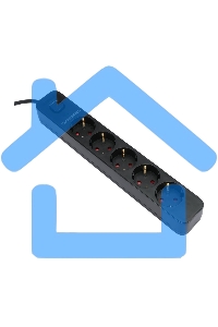 Сетевой фильтр Гарнизон 2.0 EPS-5-B-5, 5 р, 10А, 5м, ур.защиты 2+, черный, пакет