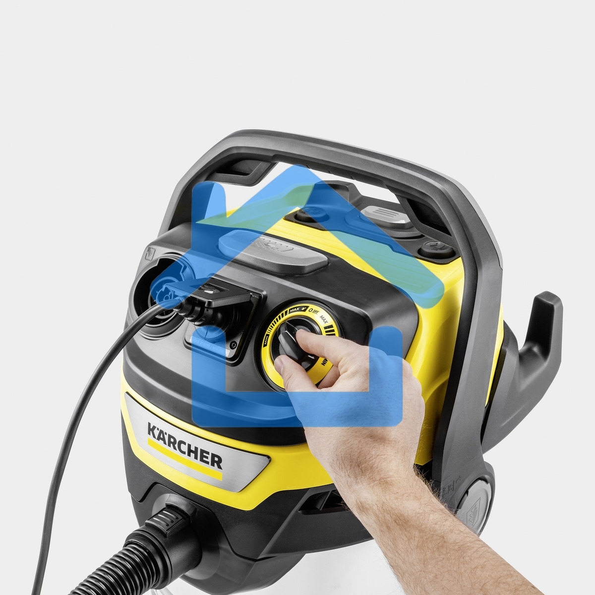 Строительный пылесос Karcher WD 6 P S V-30/6/22/T + DDC (YSY) желтый, 1300 Вт, уборка сухая/сбор воды, пылесборник мешок/контейнер, 30 л