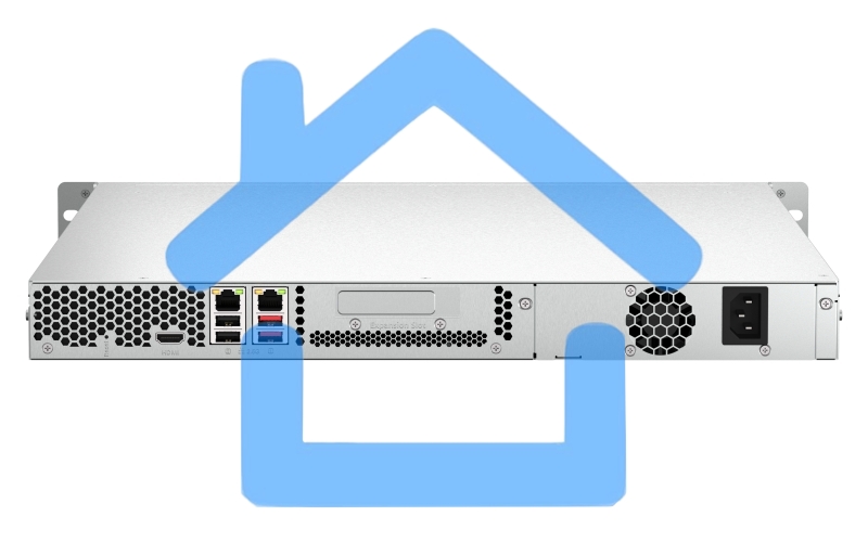 Сетевое хранилище SMB QNAP TS-464U-8G NAS 4 HDD trays, rackmount 1U, 1 PSU. 4-core Intel Celeron N5105/N5095 2.0-2.9 GHz, 8 Gb RAM MAX, 2x2.5GbE, 2xUSB 3.2 Gen 2 (10Gbps), 2xUSB 2.0, 1xHDMI, PCIe Gen 3 x2, W/o rail kit RAIL-B02