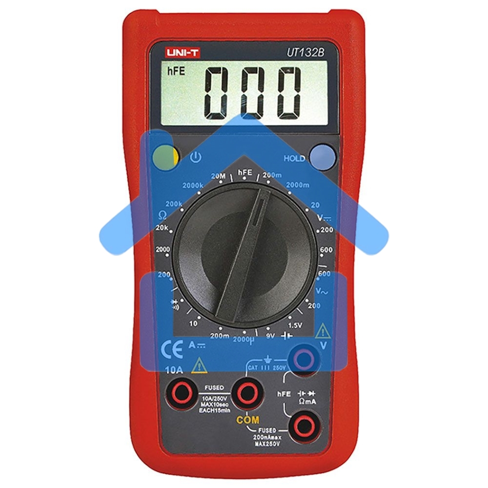 Цифровой мультиметр UNI-T UT132B Напряжение постоянного/переменного тока (600 В); постоянный ток (10А); Сопротивление (20 МОм); Тест батареи