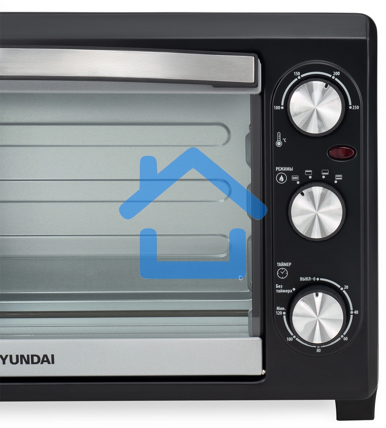 Мини-печь Hyundai MIO-HY073 26 л, 1500 Вт, серебристый/черный