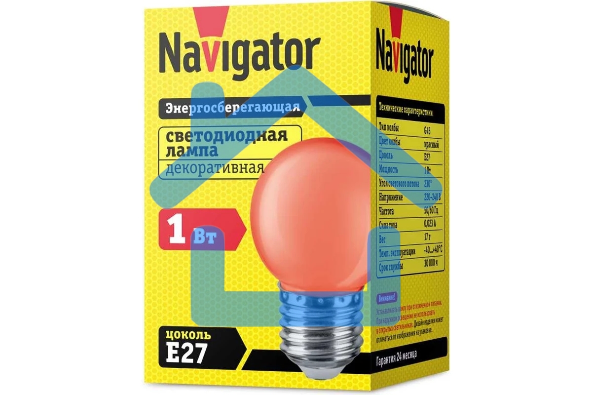 Лампа светодиодная Navigator 71 827 NLL-G45-1-230-R-E27 1В т шар E27 220-240В красн.