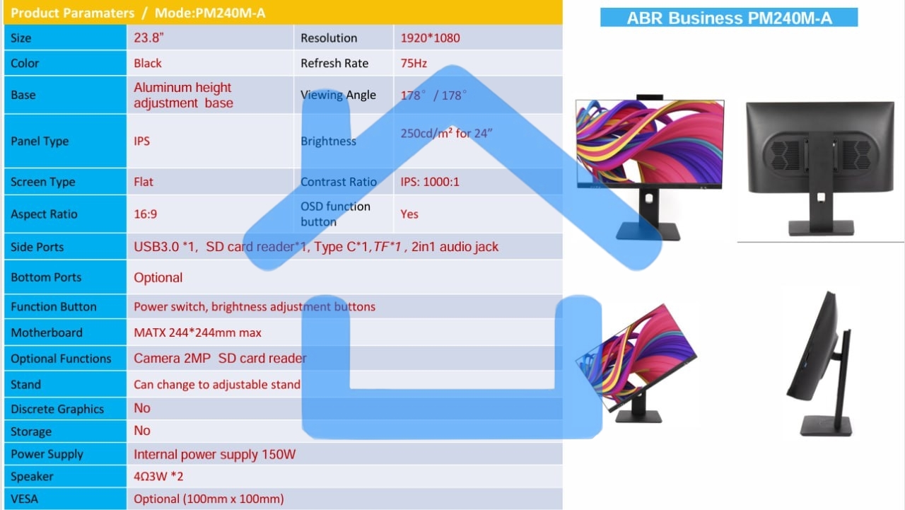 Платформа моноблока ABR Business PM240M-А, OEM, черный (OEM)