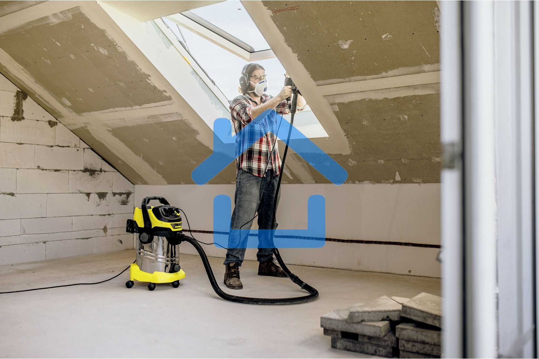 Строительный пылесос Karcher WD 6 P S V-30/6/22/T + DDC (YSY) желтый, 1300 Вт, уборка сухая/сбор воды, пылесборник мешок/контейнер, 30 л