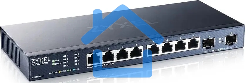 Мультигигабитный Smart L3 Lite коммутатор Zyxel NebulaFlex XMG1915-10E, 8xRJ-45: 1/2.5G, 2xSFP+, бесшумный (без вентилятора)